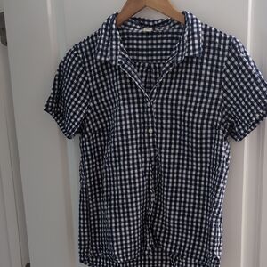 L.L. Bean Navy and White Gingham Shirt